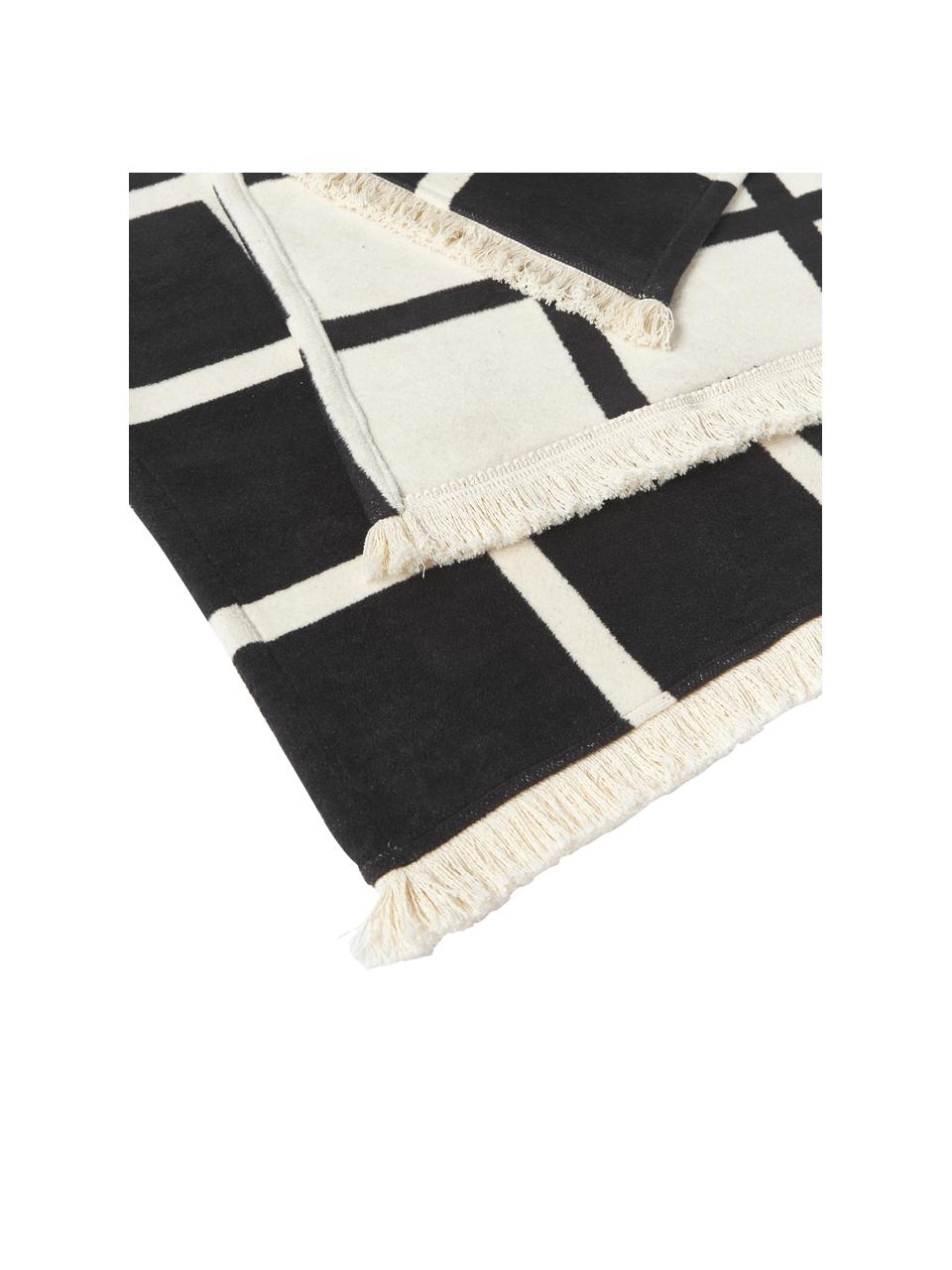 Coperta con frange Edison, 100% cotone

Il materiale utilizzato in questo prodotto è testato per le sostanze nocive e certificato secondo lo STANDARD 100 by OEKO-TEX®, 5726CIT, CITEVE., Nero, bianco crema, Larg. 130 x Lung. 170 cm