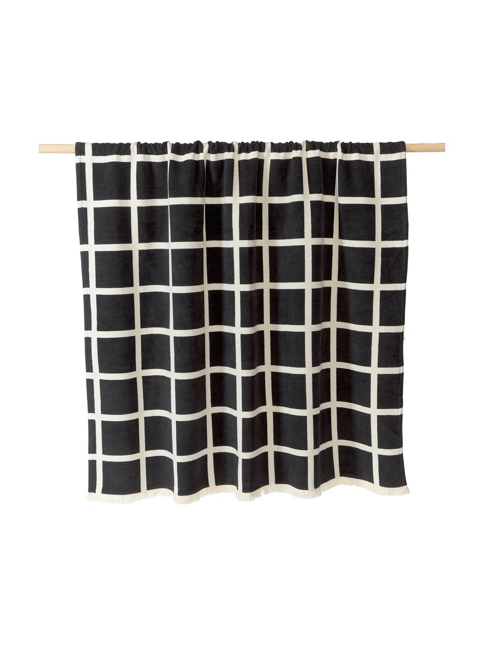 Plaid à carrées avec franges Edison, 100 % coton

Le matériau est certifié STANDARD 100 OEKO-TEX®, 5726CIT, CITEVE, Noir, blanc crème, larg. 130 x long. 170 cm