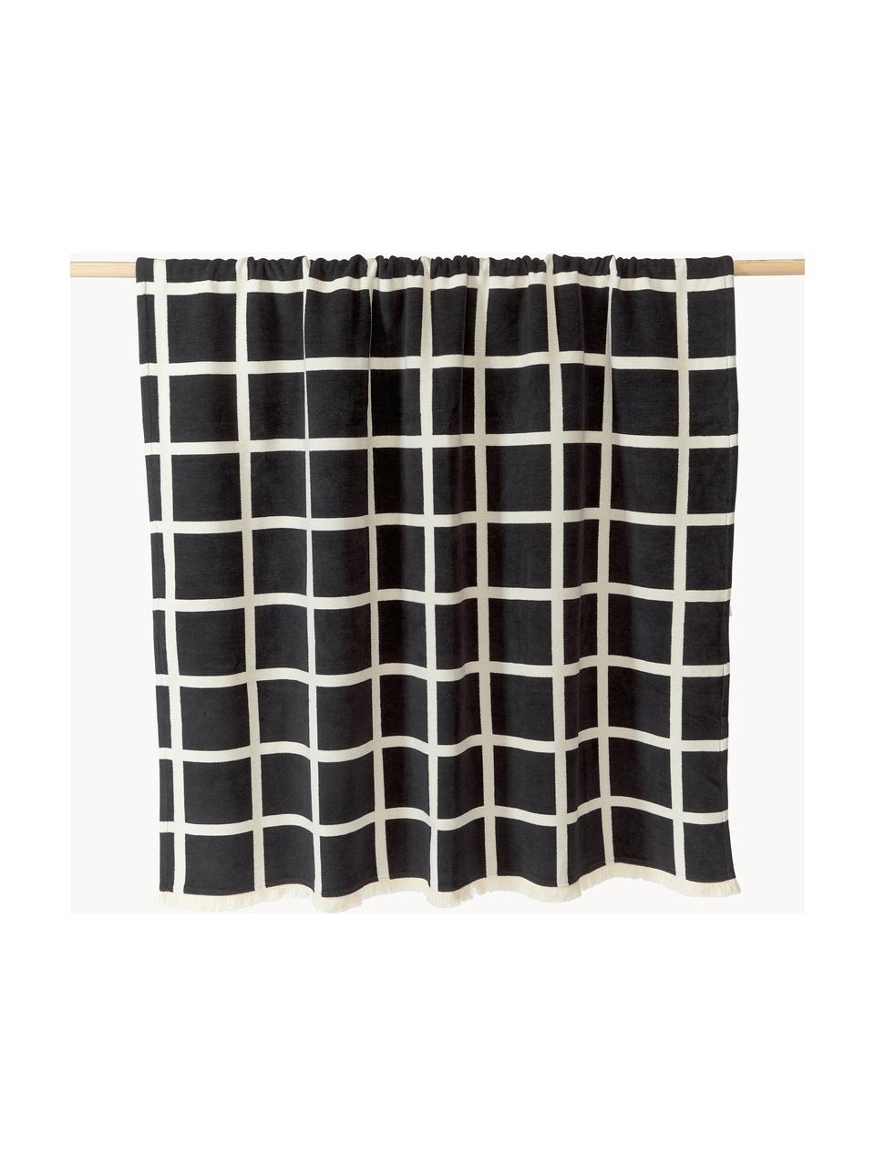 Plaid à carreaux avec franges Edison, 100 % coton

Le matériau est certifié STANDARD 100 OEKO-TEX®, 5726CIT, CITEVE, Noir, blanc crème, larg. 130 x long. 170 cm