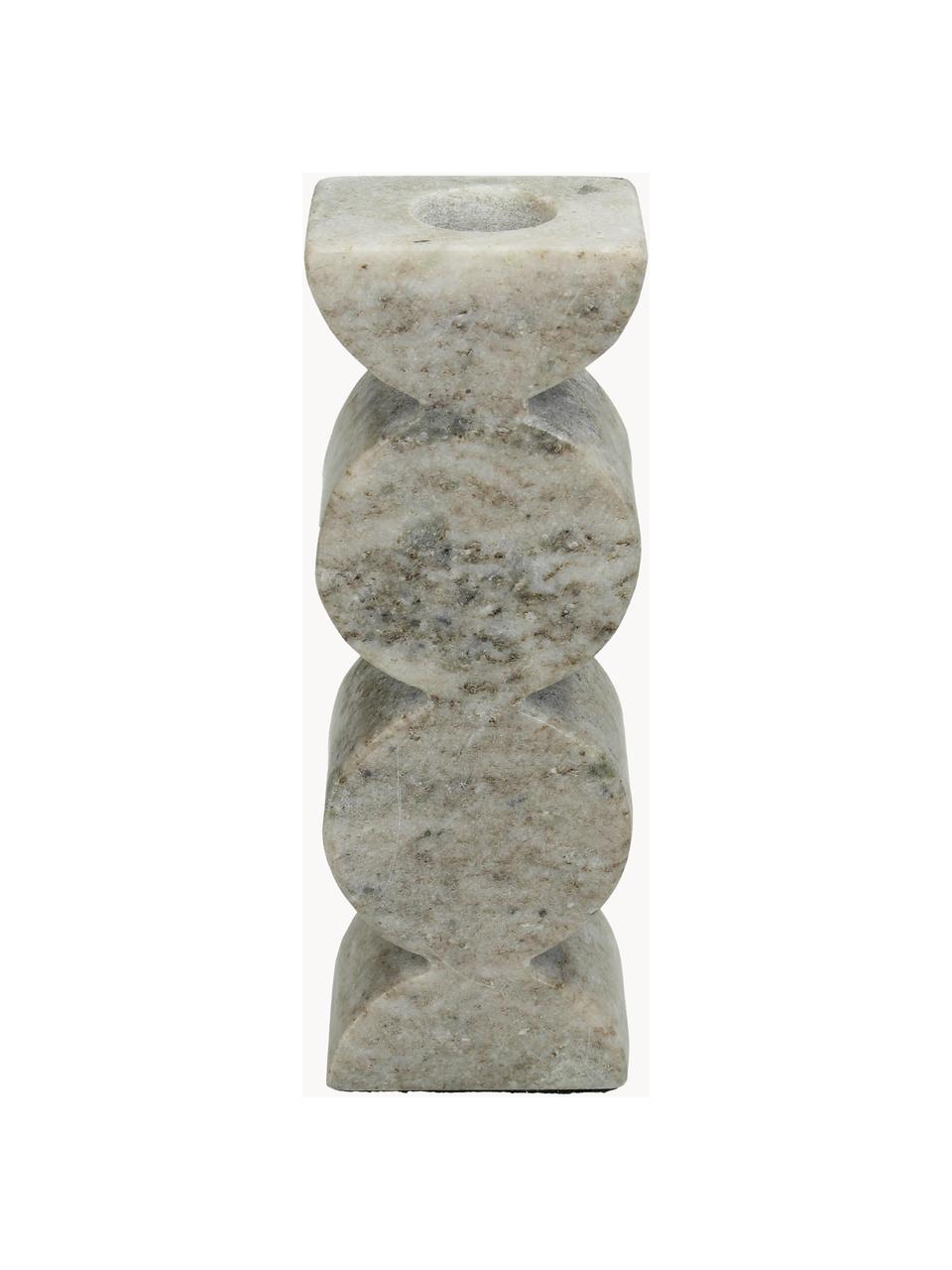 Portacandele effetto marmo Linda, Poliresina, Grigio chiaro, Larg. 8 x Alt. 16 cm