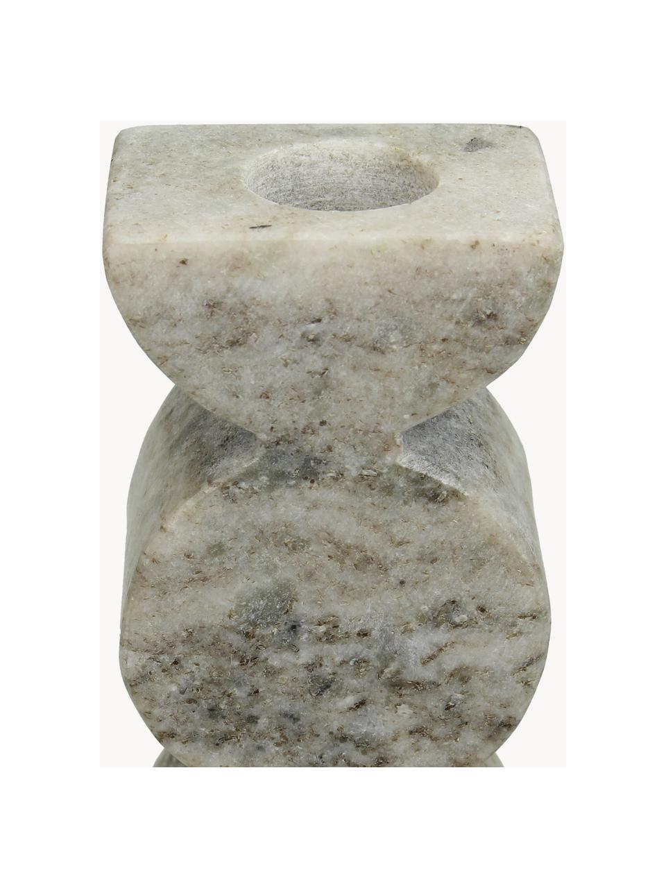 Portacandele effetto marmo Linda, Poliresina, Grigio chiaro, Larg. 8 x Alt. 16 cm