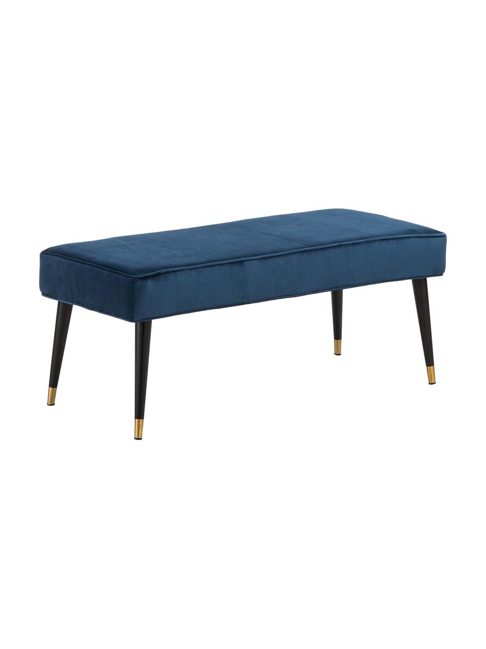 Banco de terciopelo Beverly, Tapizado: terciopelo (poliéster) 50, Estructura: madera de eucalipto, Patas: metal con pintura en polv, Azul oscuro, An 110 x Al 46 cm