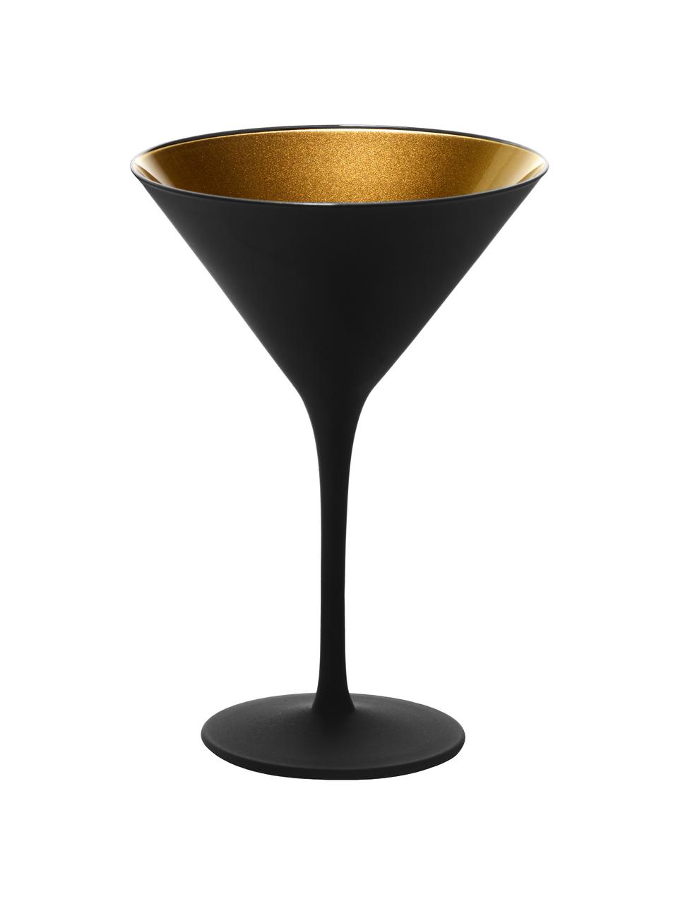 Cocktailglazen Elements, 6 stuks, Gecoat kristalglas, Zwart, goudkleurig, Ø 12 x H 17 cm, 240 ml