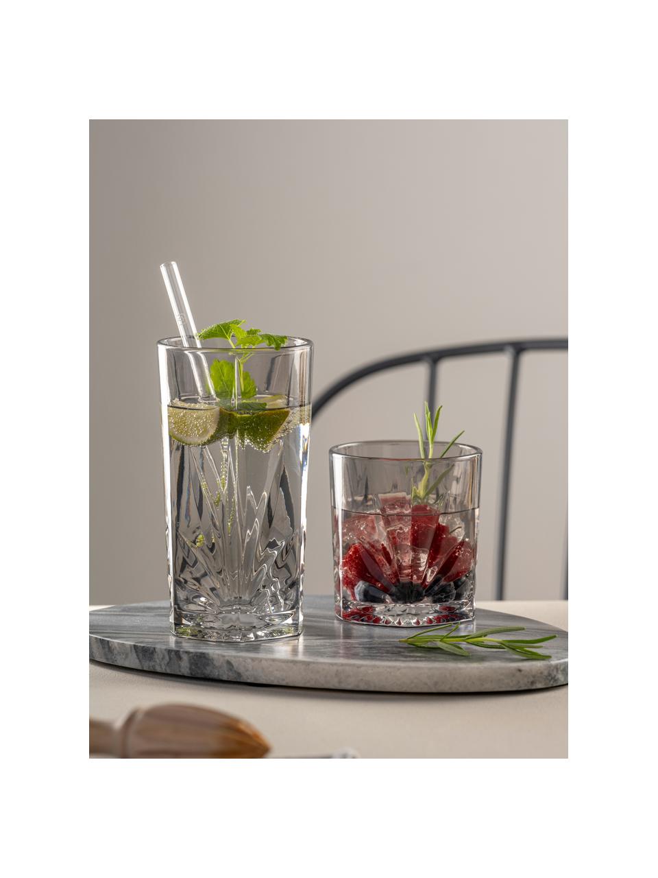 Bicchiere acqua con rilievo Capri 4 pz, Vetro, Grigio, Ø 9 x Alt. 10 cm, 330 ml