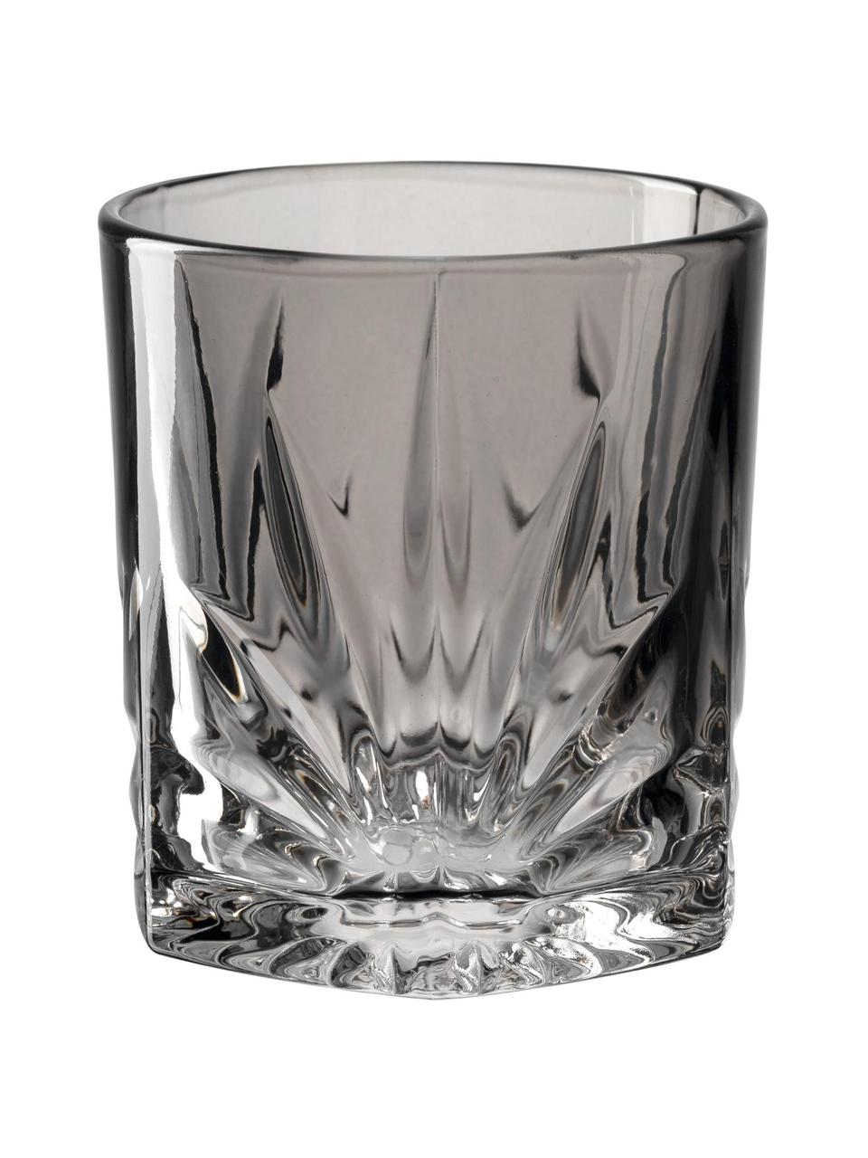 Verre à eau avec relief Capri, 4 pièces, Verre, Gris, Ø 9 x haut. 10 cm, 330 ml