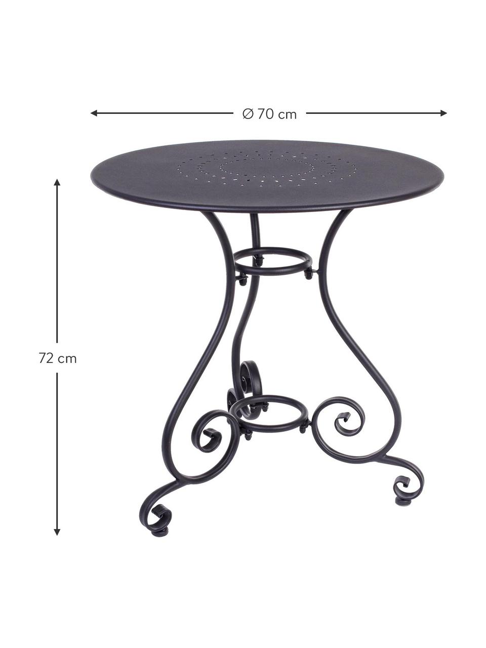 Mesa redonda de metal para exterior Etienne, Ø 70 cm, Gris oscuro, Ø 70 x Al 72 cm