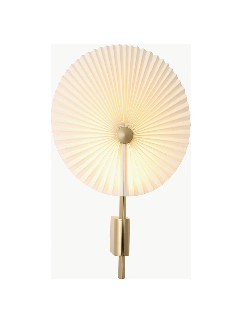 Grosse dimmbare LED-Wandleuchte Liris, Lampenschirm: PVC-Folie mit Baumwollgew, Weiss, Goldfarben, B 28 x H 46 cm