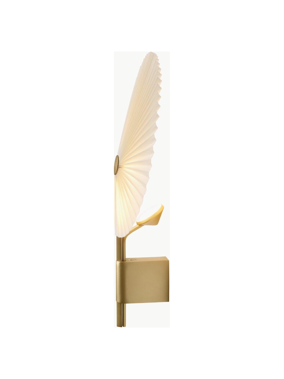 Grosse dimmbare LED-Wandleuchte Liris, Lampenschirm: PVC-Folie mit Baumwollgew, Weiss, Goldfarben, B 28 x H 46 cm