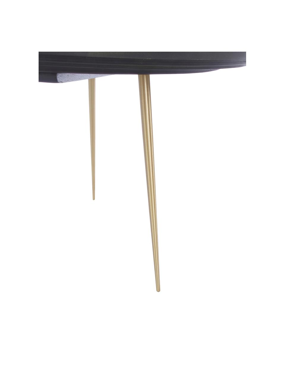 Tavolino da salotto di design Bowl Table, Piano d'appoggio: legno di mango rivestito , Gambe: metallo ottone placcato, Verde nori, colori ottone, Ø 75 x Alt. 38 cm