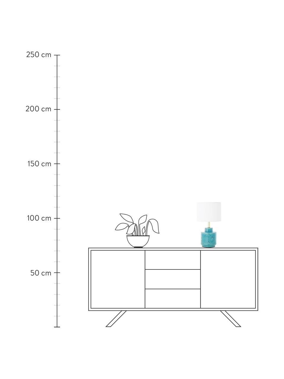 Lampe à poser en céramique Cous, Blanc, bleu, Ø 24 x haut. 42 cm