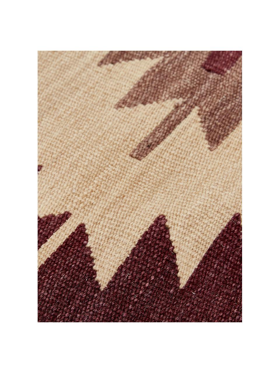 Alfombra artesanal de lana Kilim, Lana, Lila oscuro, multicolor, An 125 x L 185 cm (Tamaño S)