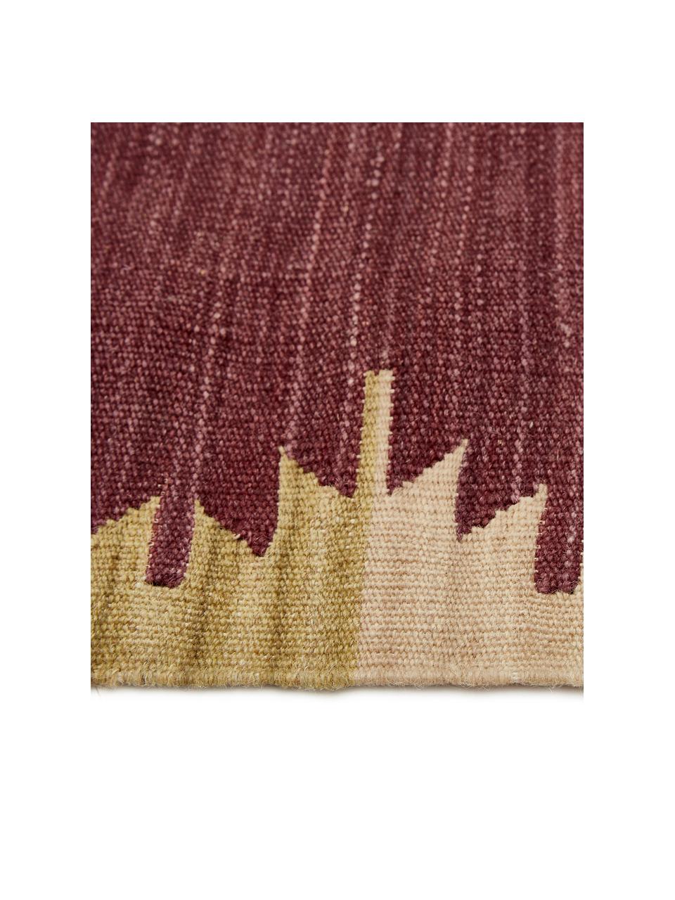 Ručně tkaný vlněný koberec Kilim, Tmavě fialová, více barev