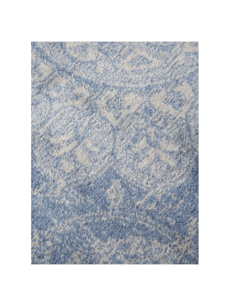 Alfombra corredor de viscosa Tortona, 70% viscosa, 30% algodón, Azul, beige, An 68 x L 220 cm