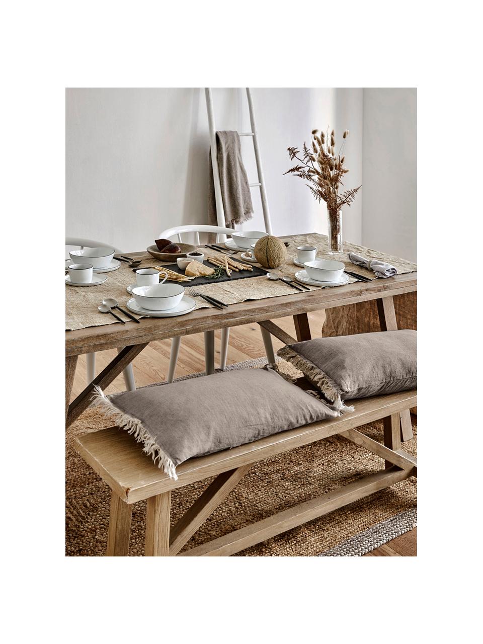 Ručne vyrobená miska z porcelánu Salt, Ø 17 cm, 4 ks, Porcelán, Lomená biela s čiernym okrajom, Š 17 x H 15 cm