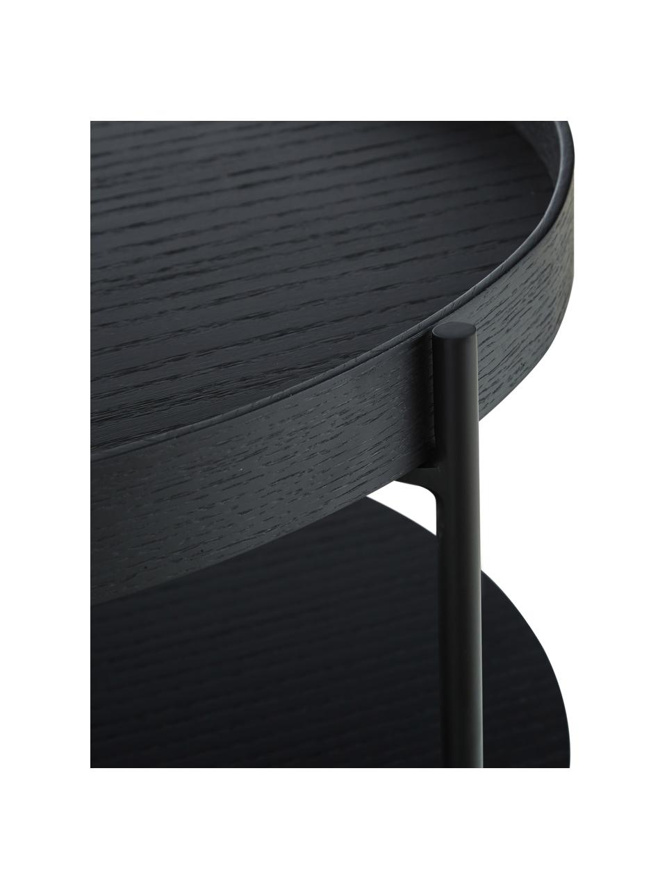 Mesa de centro redonda de madera Renee, Tablero: fibras de densidad media , Estructura: metal con pintura en polv, Negro, Ø 69 cm