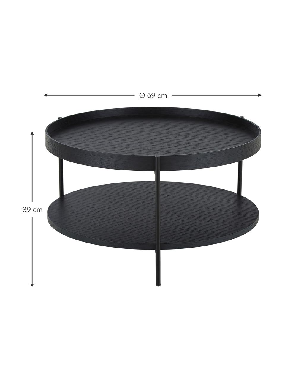 Table basse ronde noire Renee, Noir, Ø 69 x haut. 39 cm