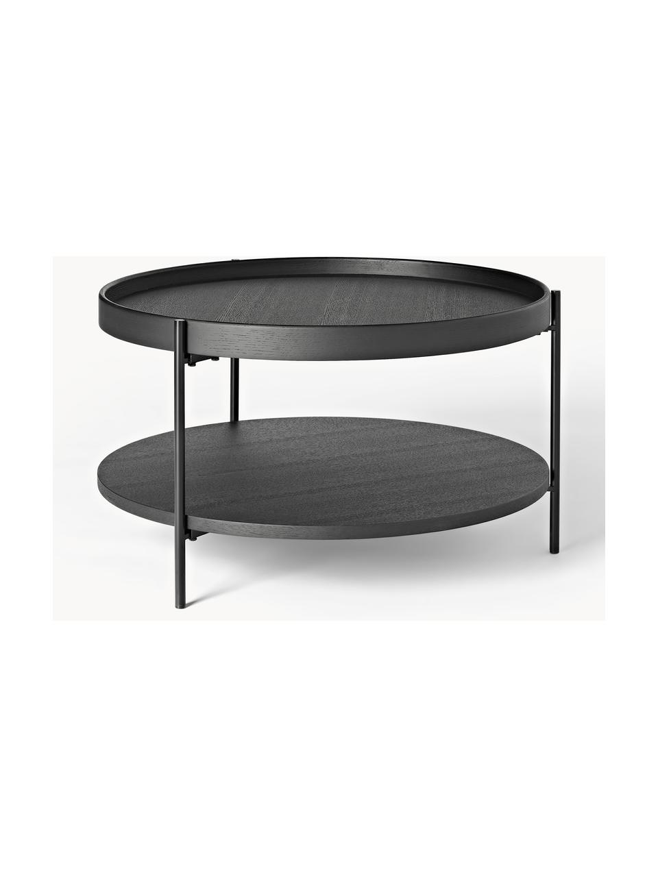Okrúhly drevený konferenčný stolík Renee, Čierna, Ø 69 cm