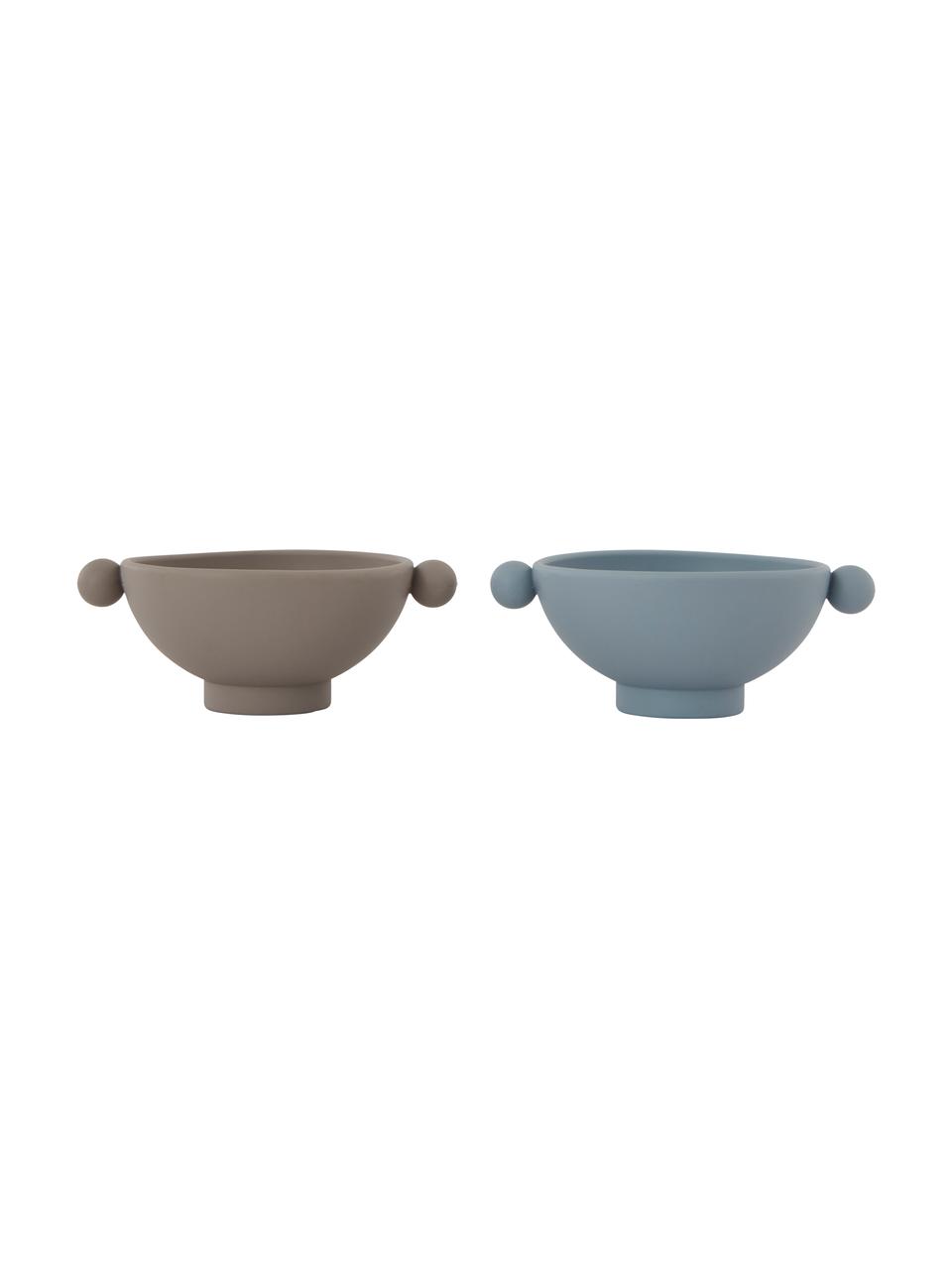 Kinderschälchen Inka, 2er-Set, 100 % Silikon, Taupe, Hellblau, Ø 11 x H 6 cm