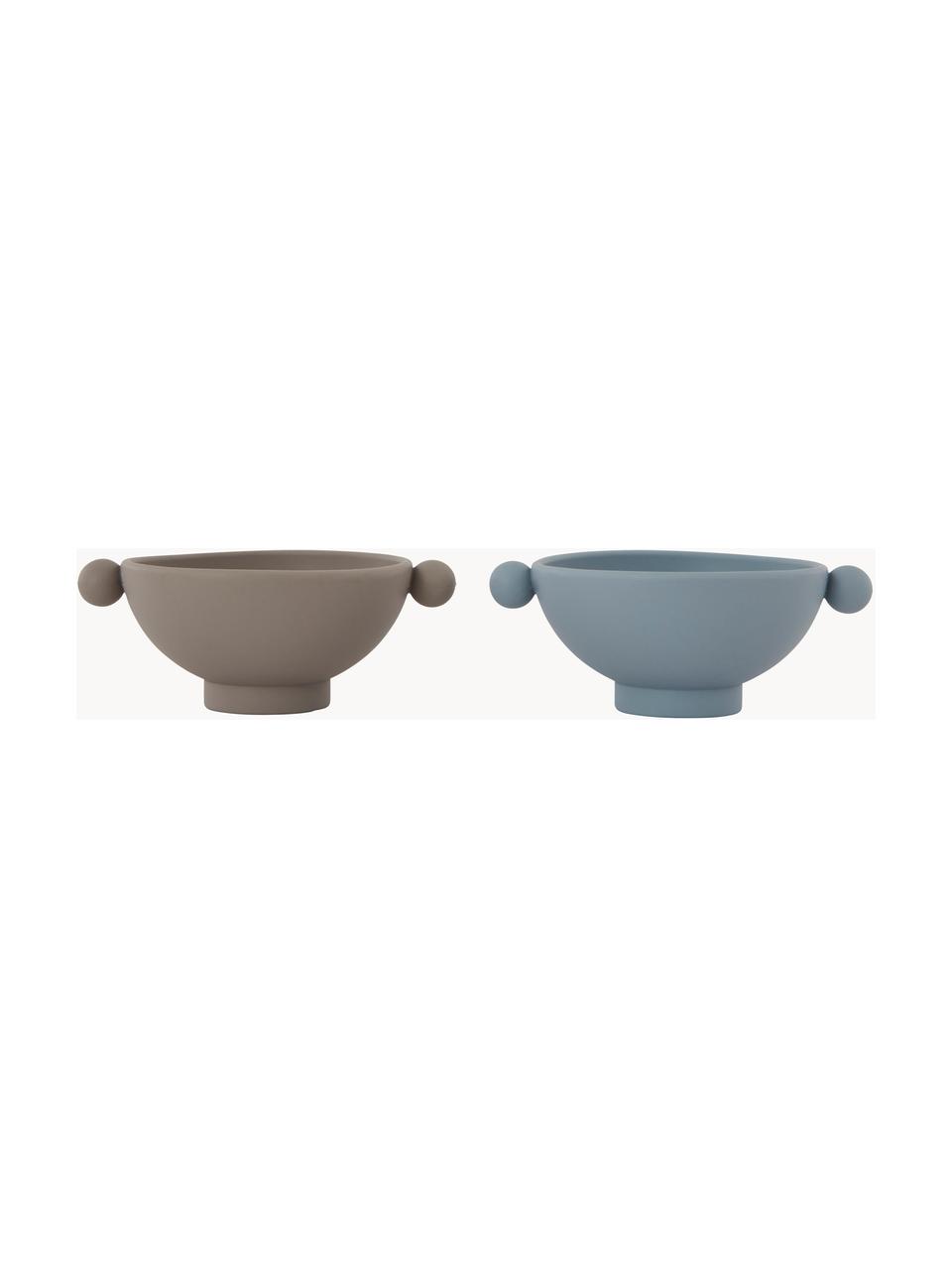 Cuencos infantiles Inka, 2 uds., 100% silicona, Gris pardo, azul claro, Ø 11 x Al 6 cm