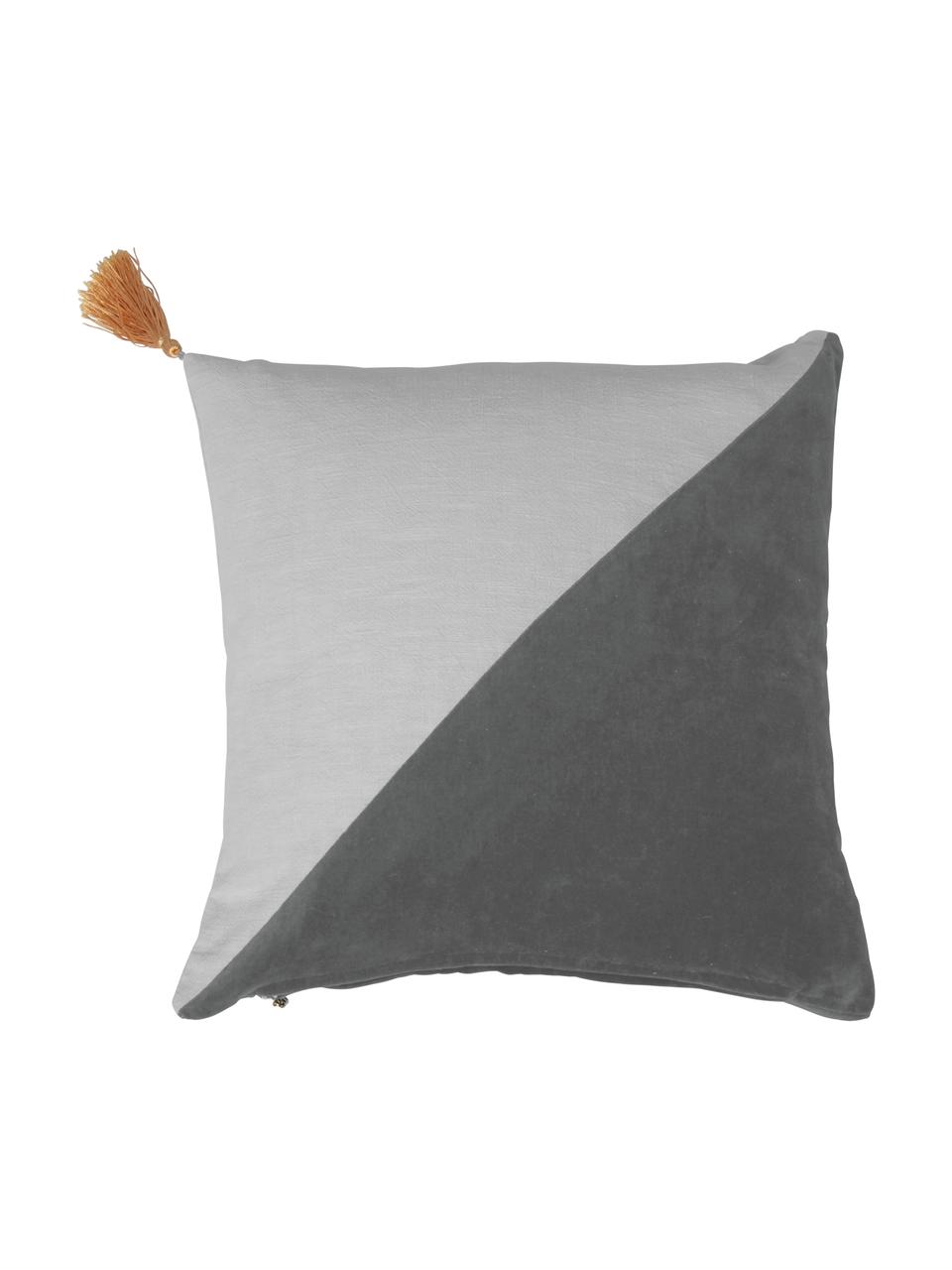 Coussin en velours Shadow, Anthracite, gris clair