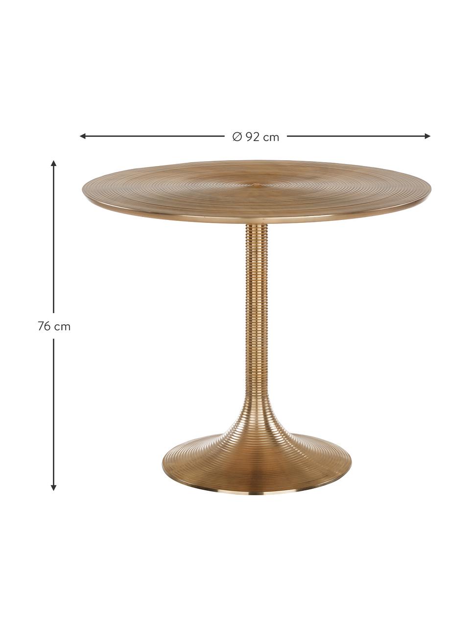 Kulatý jídelní stůl Hypnotising, Ø 92 cm, Lakovaný hliník, Mosazná, Š 92 cm, V 76 cm