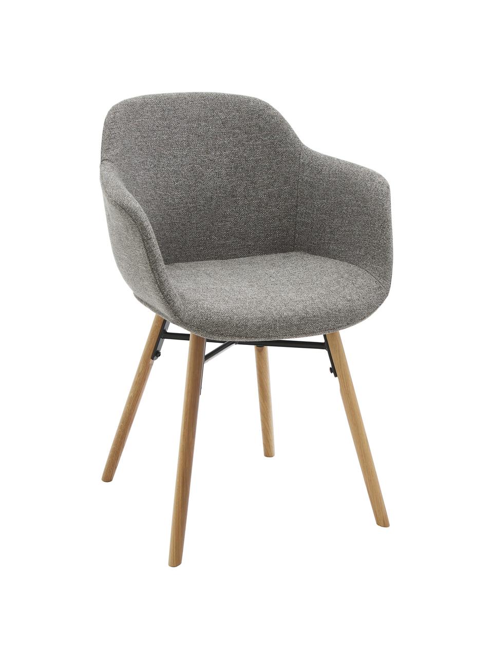 Židle s područkami s úzkým skořepinovým sedákem Fiji, Tmavě šedá, Š 59 cm, H 55 cm