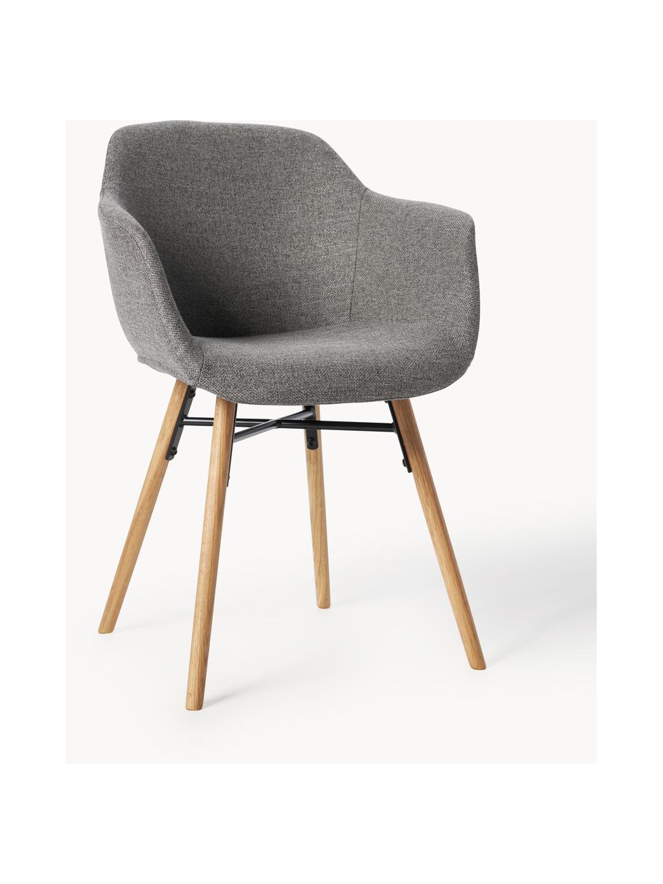 Židle s područkami s úzkým skořepinovým sedákem Fiji, Tmavě šedá, Š 59 cm, H 55 cm