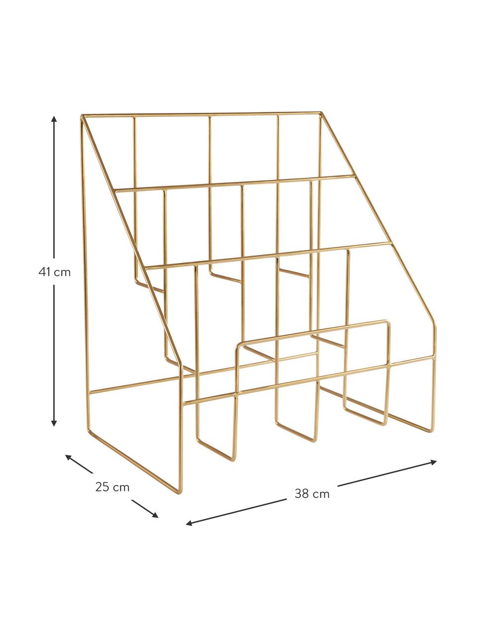 Porte-revues Freddy, Métal, laqué, Couleur dorée, larg. 38 x haut. 41 cm