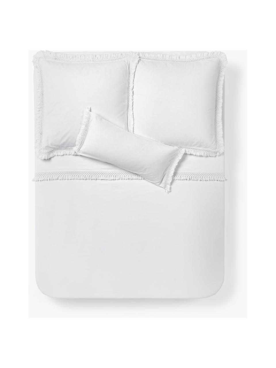 Drap plat en percale de coton Abra, Blanc, larg. 240 x long. 280 cm