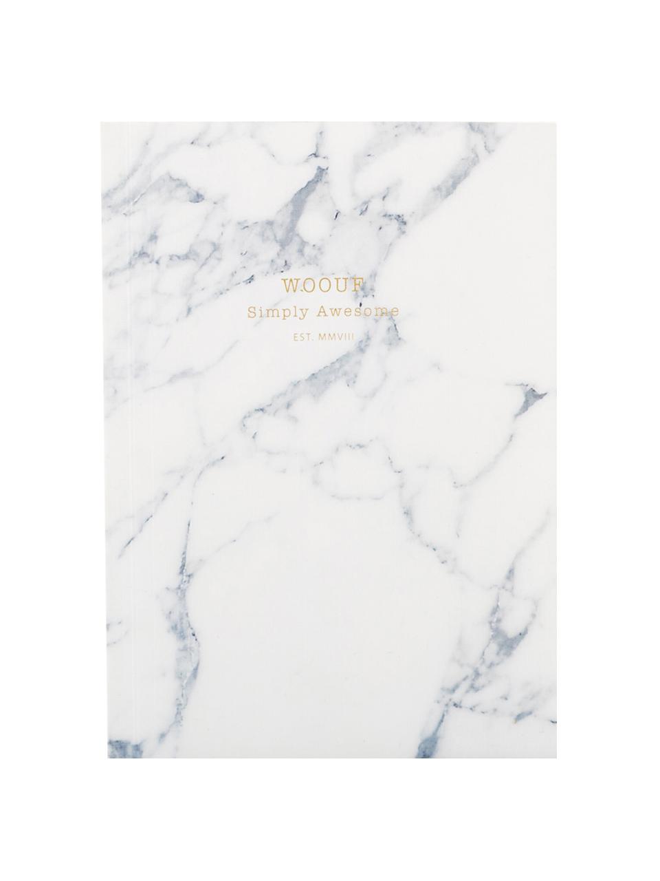 Notizbuch White Marble, Papier, Weiss, 11 x 15 cm