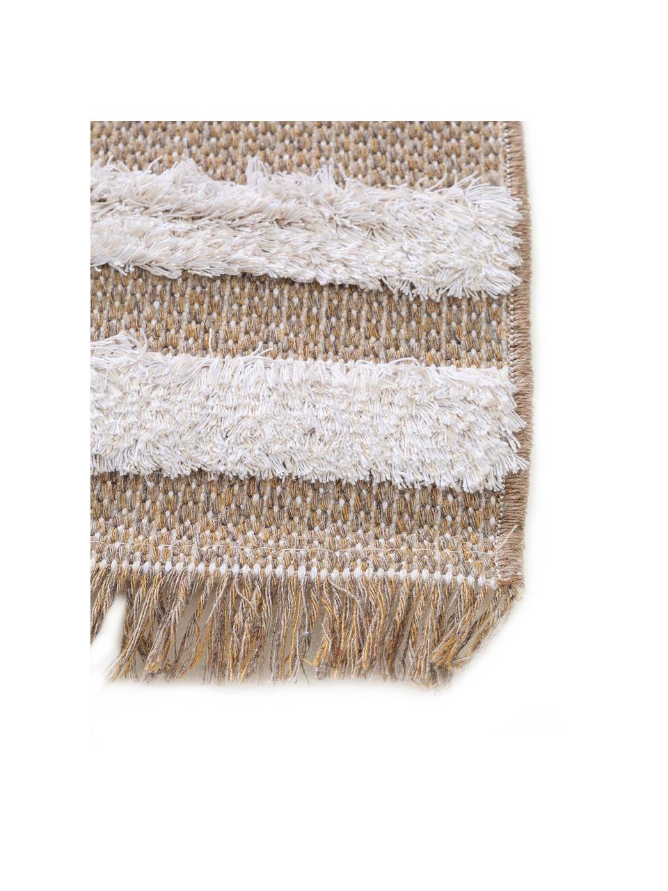 Dywan z bawełny z frędzlami Oslo Karo, 100% bawełna, Taupe, kremowobiały, S 75 x D 150 cm (Rozmiar XS)