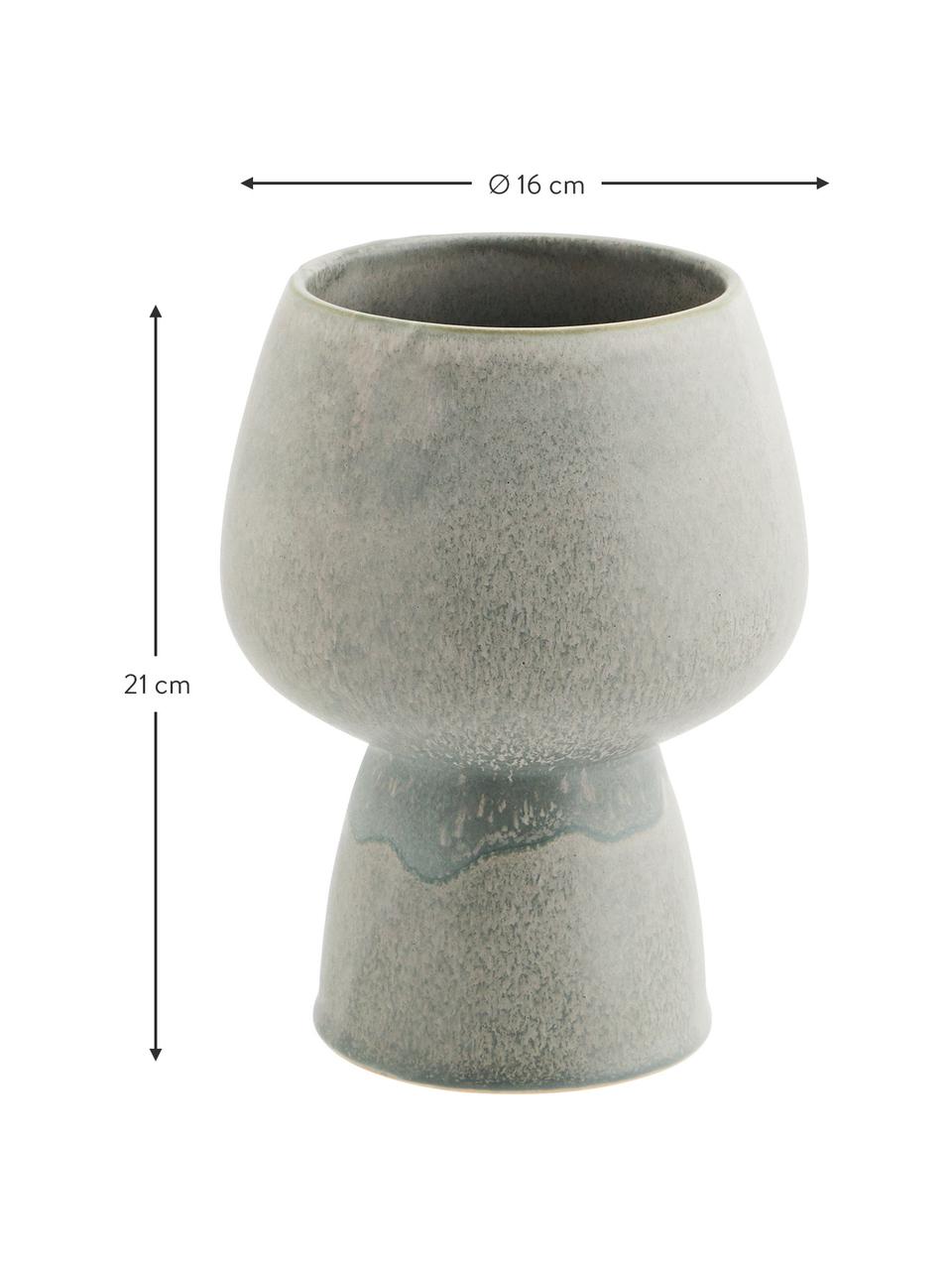 Portavaso Ilona, Gres, Grigio verde, Ø 16 x Alt. 21 cm