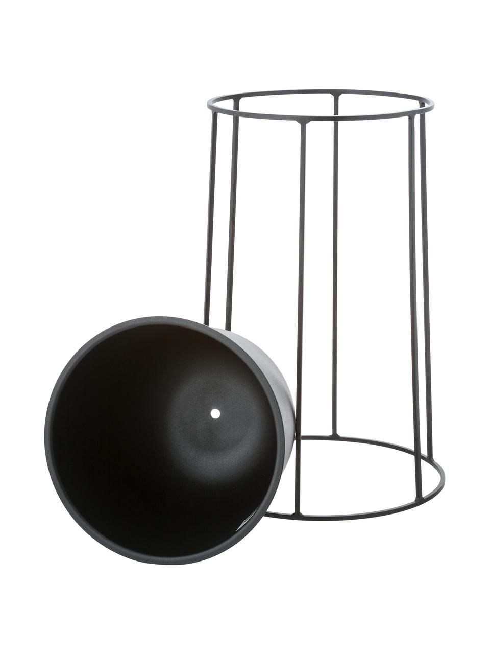 Grosser Pflanztopf Wire Pot aus Stahl, Stahl, pulverbeschichtet, Schwarz, Ø 23 x H 17 cm