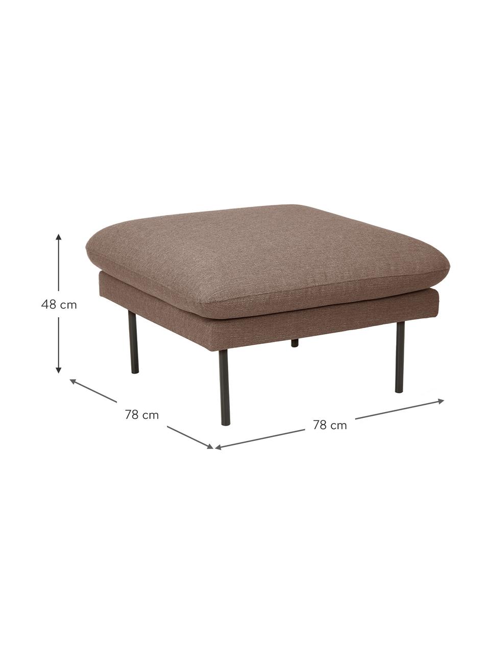 Poggiapiedi da divano in tessuto taupe Moby, Rivestimento: poliestere Con 35.000 cic, Struttura: legno di pino massiccio, , Piedini: metallo verniciato a polv, Tessuto taupe, Larg. 78 x Alt. 48 cm