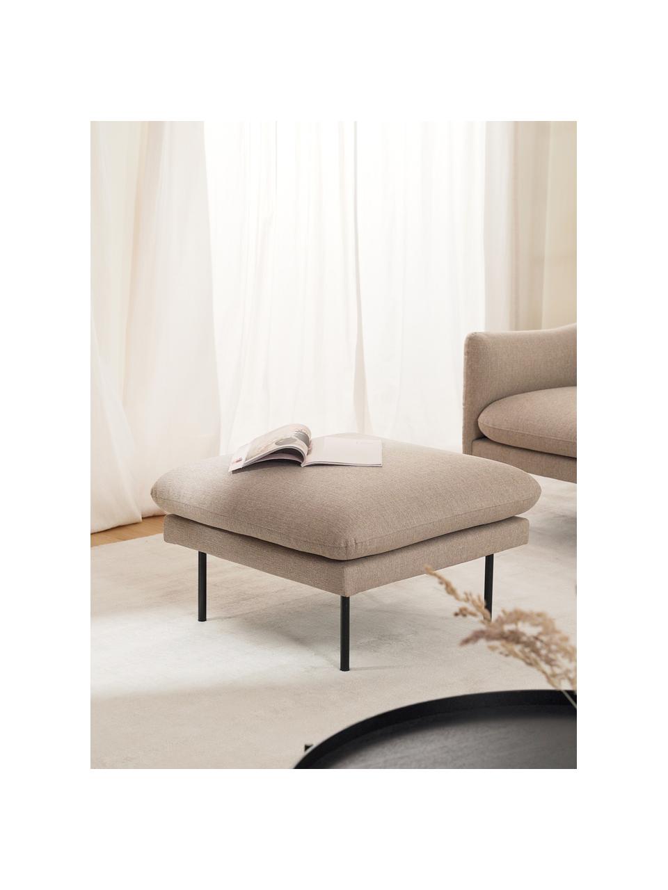Voetenbank Moby, Bekleding: polyester De hoogwaardige, Frame: massief grenenhout, Poten: gepoedercoat metaal, Geweven stof greige, B 78 x D 78 cm