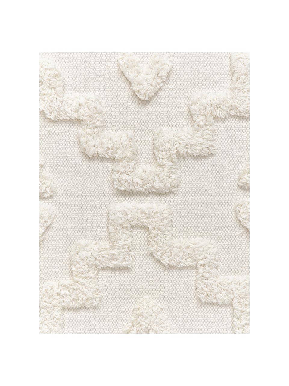 Tapis de couloir tissé main Idris, 100 % coton, Blanc crème, larg. 80 x long. 200 cm