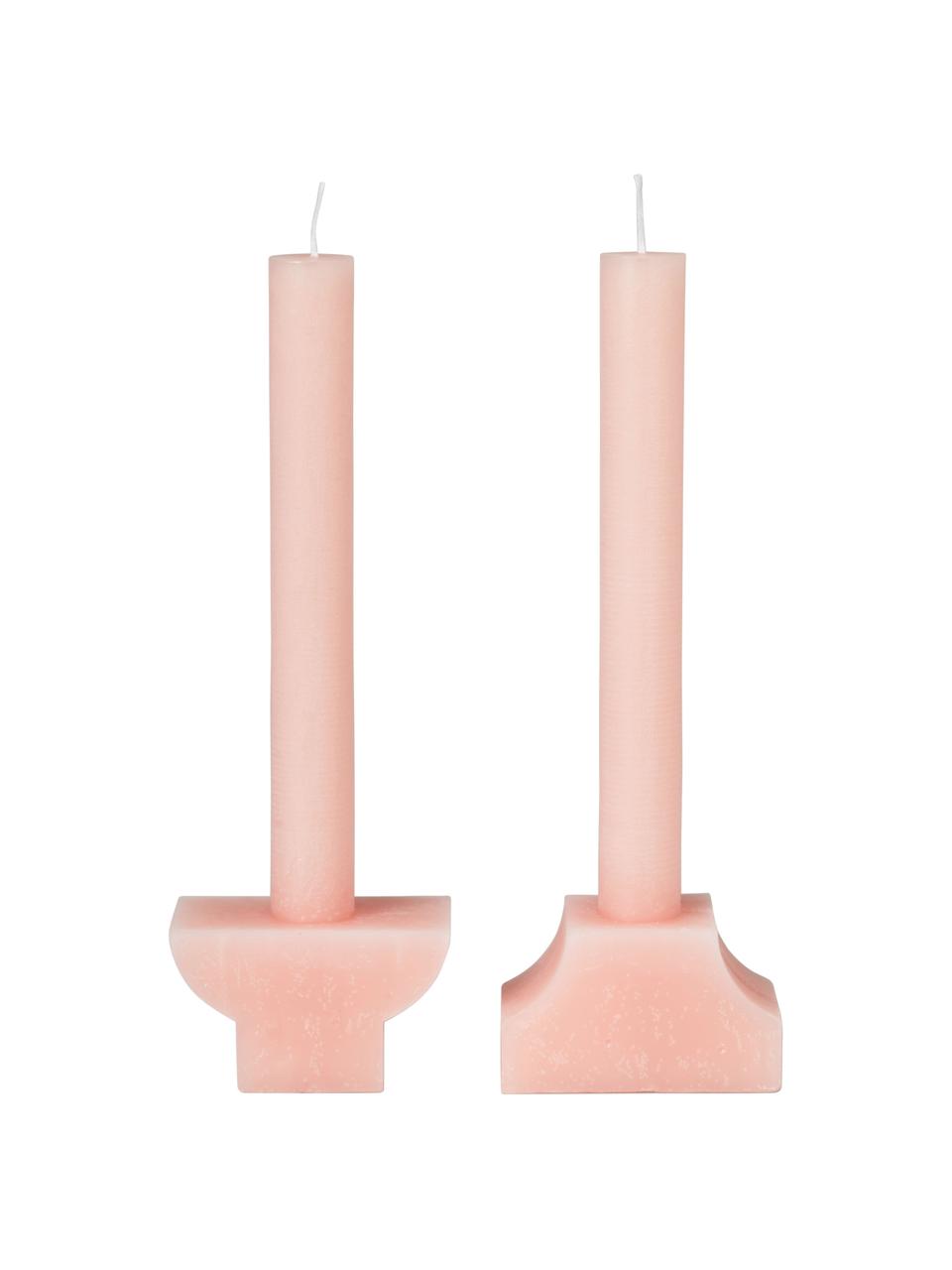 Set de velas Pilas, 2 uds., Cera, Rosa, An 8 x Al 25 cm