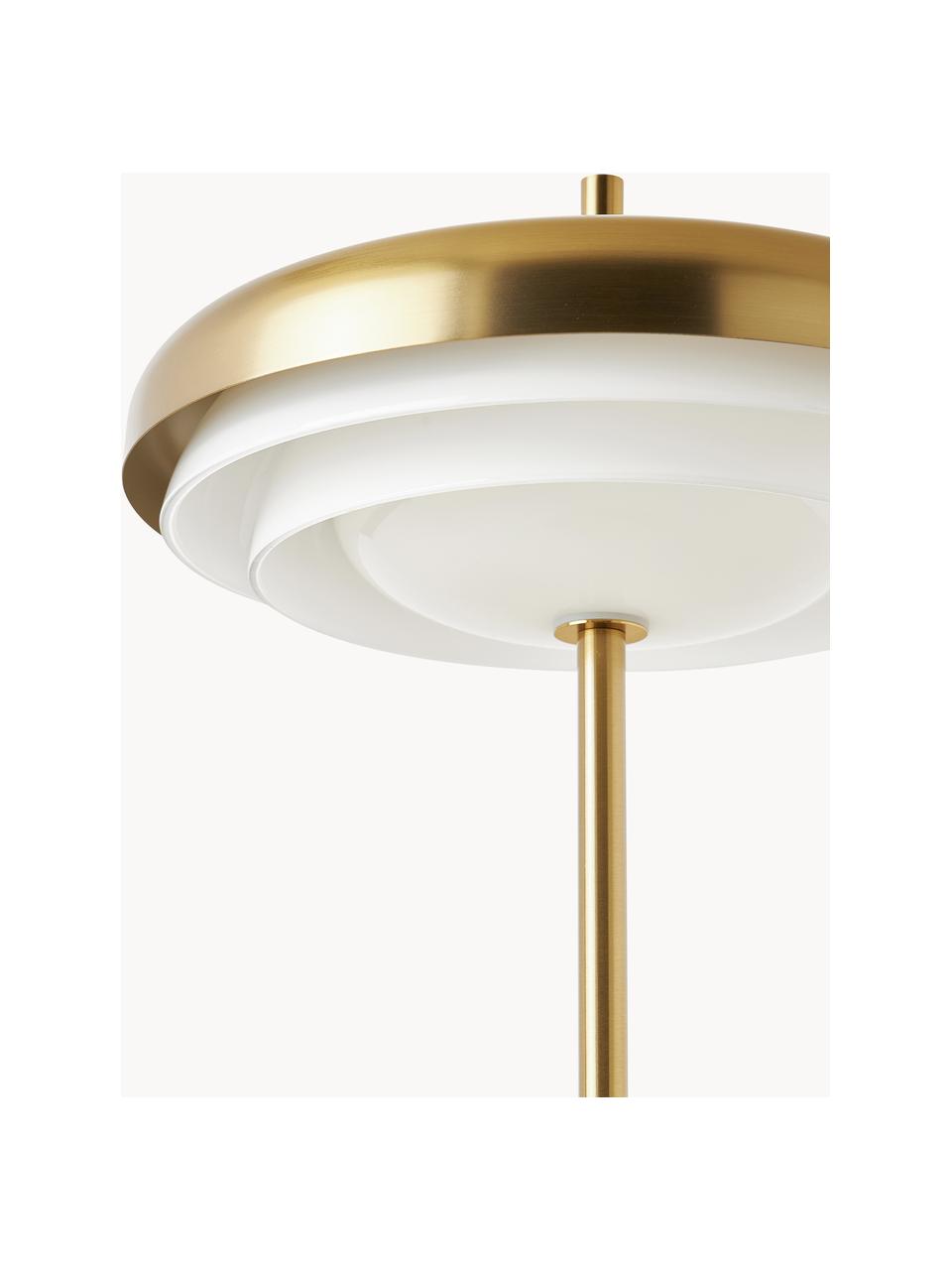 Lámpara de mesa Enzo, Pantalla: vidrio, Estructura: metal, Cable: cubierto en tela, Blanco, dorado, Ø 31 x Al 47 cm