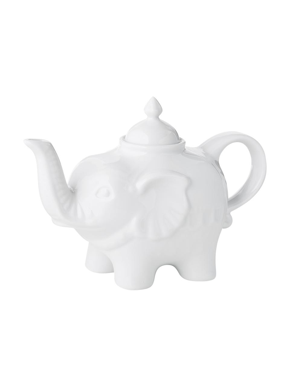 Theepot Elephant van keramiek, 900 ml, Keramiek, Wit, 900 ml