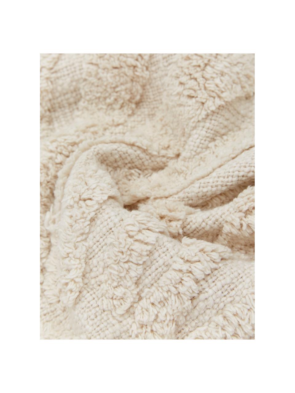 Baumwoll-Kissenhülle Ilari mit Hoch-Tief-Struktur, 100% Baumwolle, Cremefarben, B 45 x L 45 cm