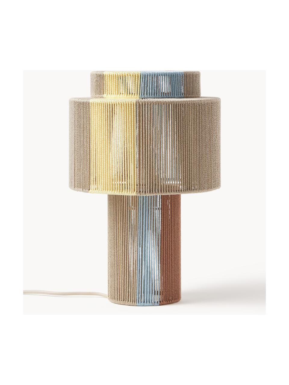 Tischlampe Lace aus Leinenfäden, Naturfaser, Mehrfarbig, Ø 25 x H 38 cm