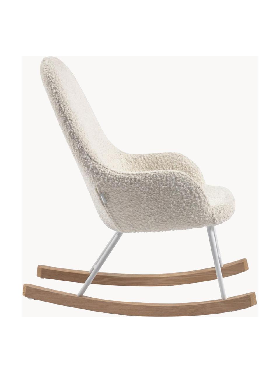 Fauteuil à bascule bouclé pour enfant Joey, Bouclé blanc cassé, bois de frêne, larg. 43 x prof. 60 cm