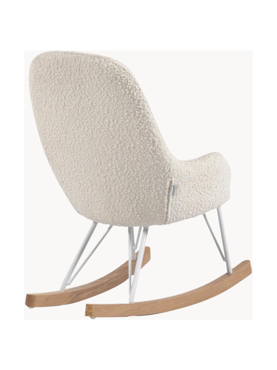 Fauteuil à bascule bouclé pour enfant Joey, Bouclé blanc cassé, bois de frêne, larg. 43 x prof. 60 cm