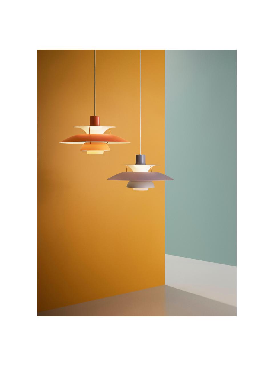 Hanglamp PH 5, verschillende formaten, Lampenkap: gecoat metaal, Diffuser: glas, semi-transparant, Grijstinten, goudkleurig, Ø 50 x H 27 cm