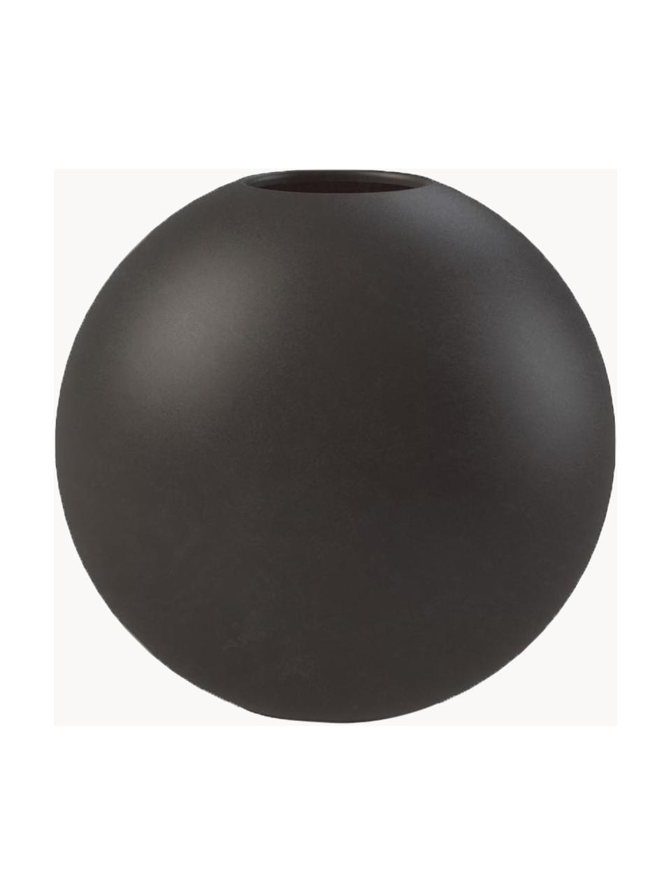 Jarrón esfera artesanal Ball, Al 10 cm, Cerámica, Negro, Ø 10 x Al 10 cm