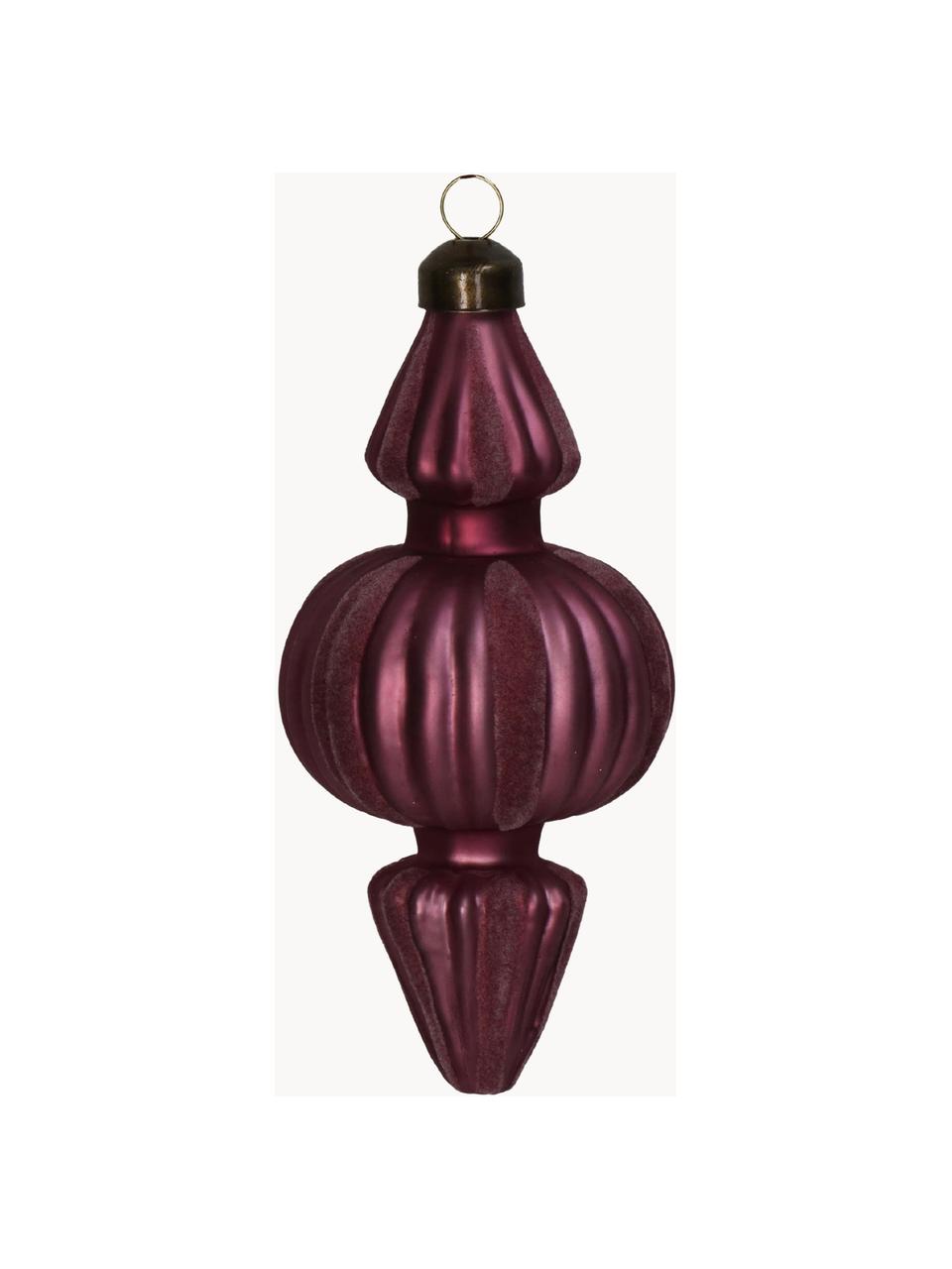 Décoration de sapin de Noël Mavu, Velours, Aubergine, Ø 7 x haut. 15 cm