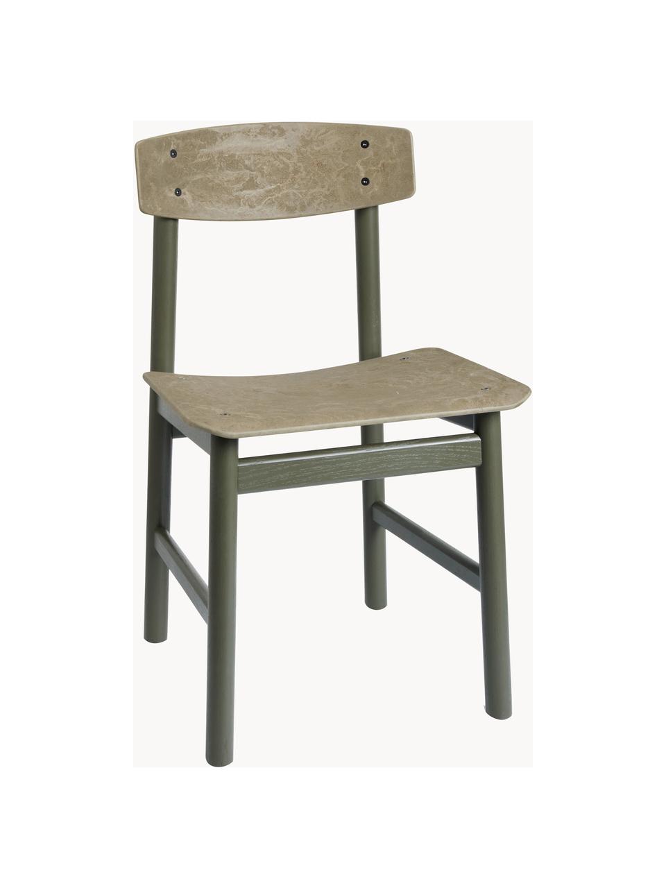 Krzesło z drewna Consciouos, Stelaż: drewno dębowe Ten produkt, Drewno dębowe lakierowane na oliwkowy zielony, S 47 x G 47 cm