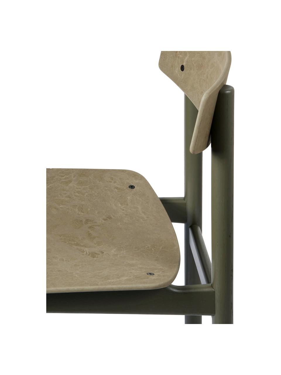 Sedia in legno fatta a mano Conscious, Struttura: legno di quercia certific, Verde oliva, Larg. 47 x Prof. 47 cm
