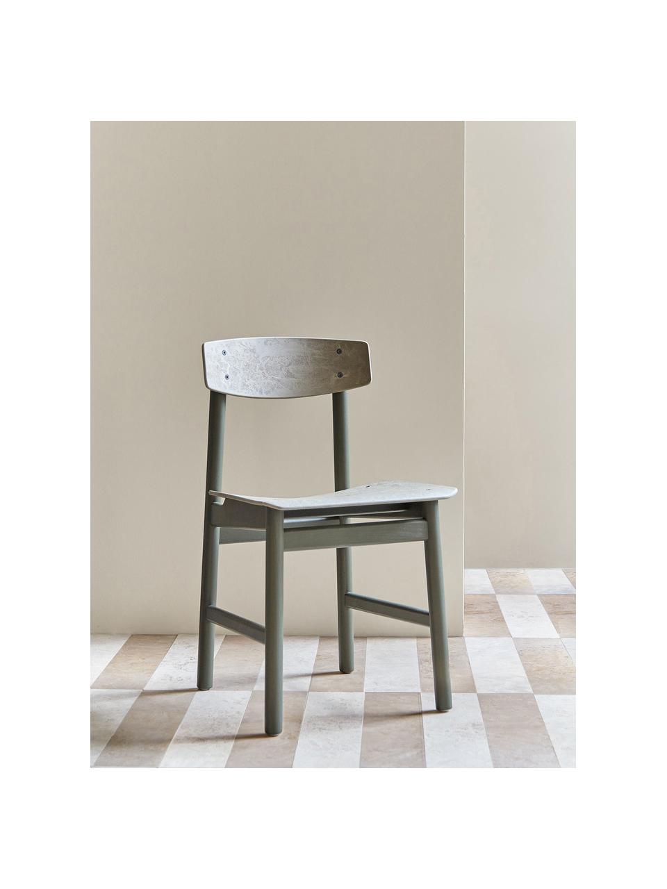 Drevená stolička Conscious, Olivovozelená, dubové drevo lakované, Š 47 x H 47 cm