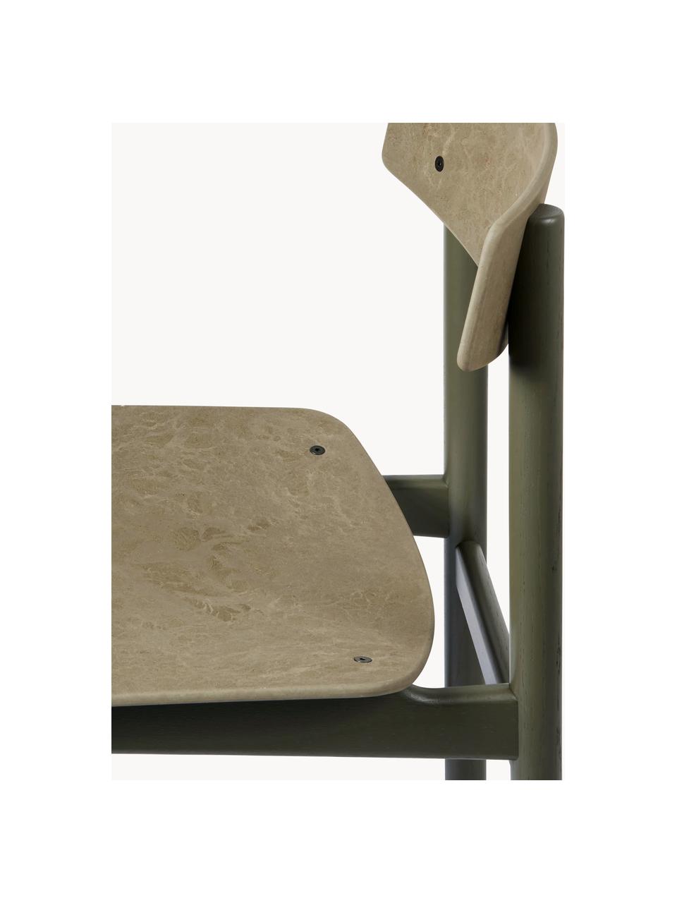 Chaise en bois Consciouos, Vert olive, bois de chêne vert olive laqué, larg. 47 x prof. 47 cm